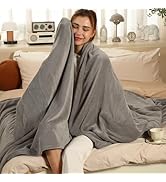 Heated Blanket Twin Size, Fast Heating Electric Blanket with Extremely Cozy Plush with 5 Heating ...