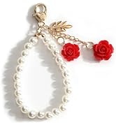 SHTALHST Pearl Wristlet Keychain with Rose Charm Elegant Women Accessory Universal Carry Romantic...