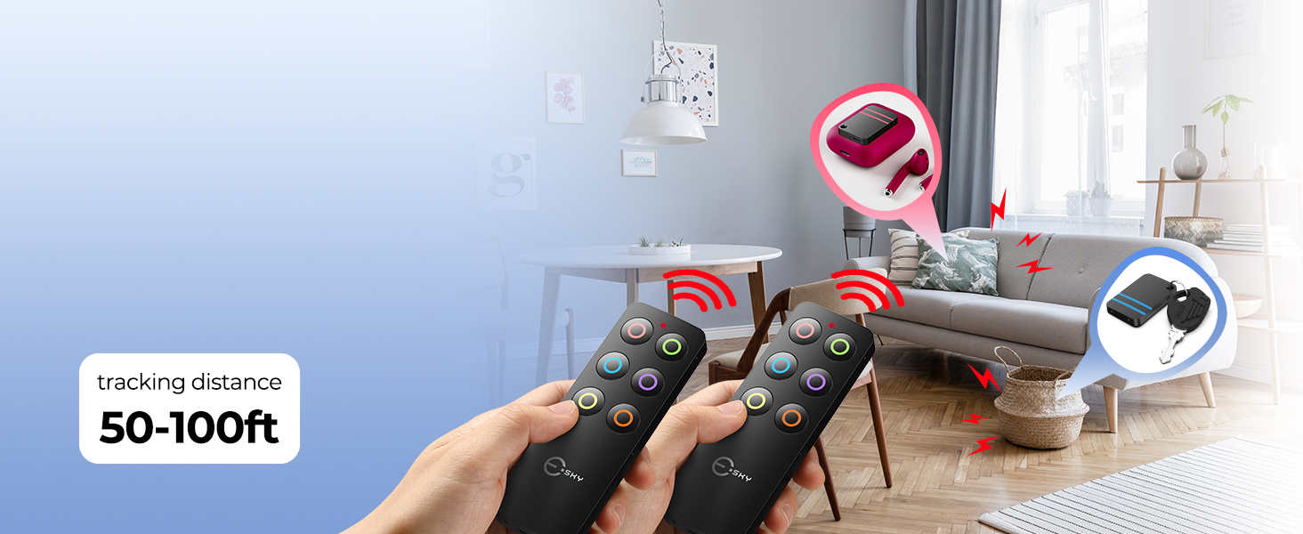 Esky Key Finder Locator with Sound, Stick-on TV Remote Control Finder, Item Locator Tags