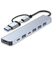 USB C Hub, USB Splitter,USB Extender,7 in 1 Multiport USB Adapter with 5X USB Ports &amp; 2X USB-C Po...
