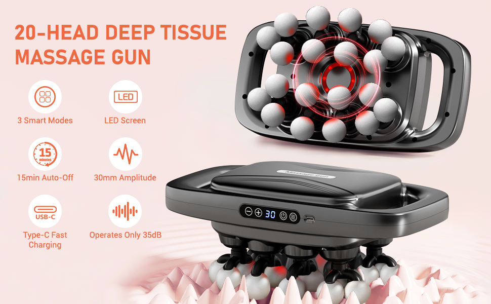 20-Head Deep Tissue Massage Gun
