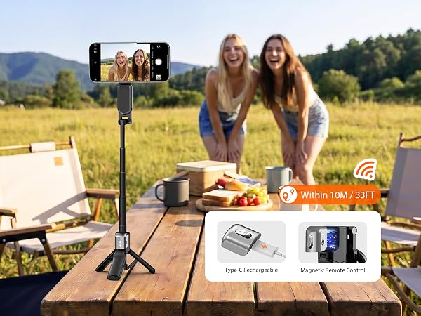 Magnetic Phone Selfie Stick Tripod with Wireless Remote