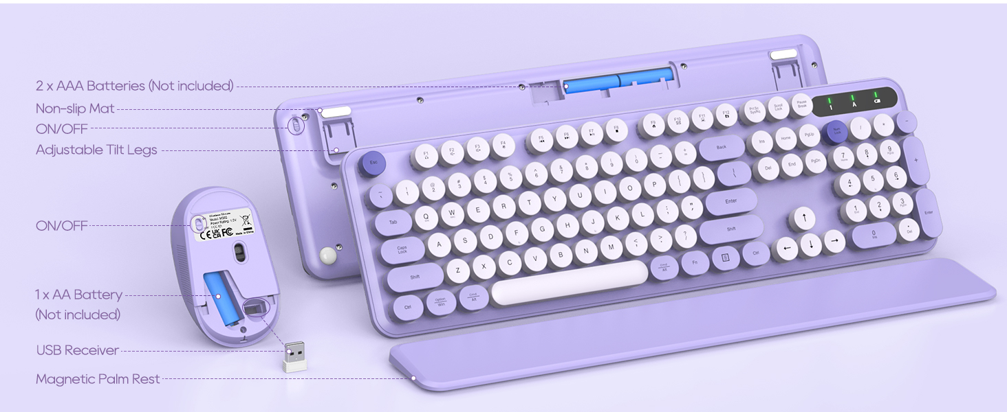 Purple typewriter keyboard mouse office bedroom cafe Off to College school dormitory back to school