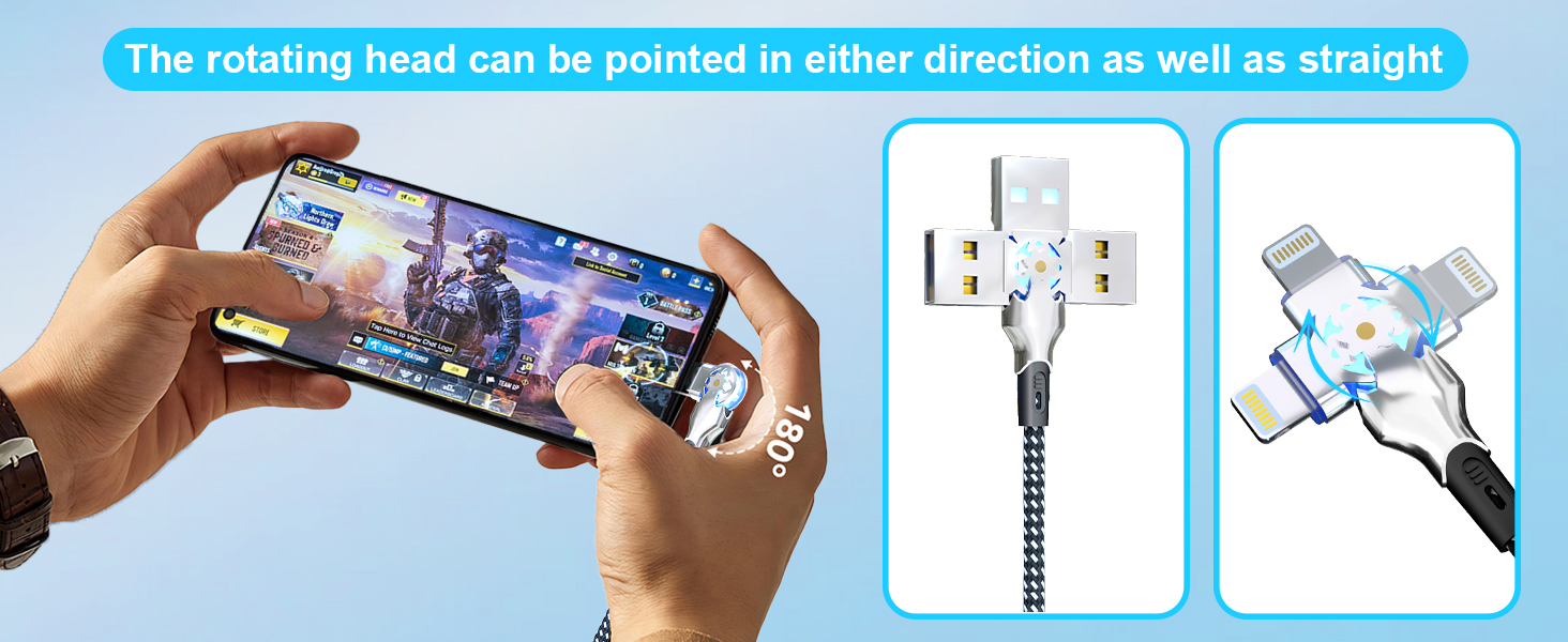 rotating iphone charger right angle rotation lightning cable 180 degree rotating iphone charger