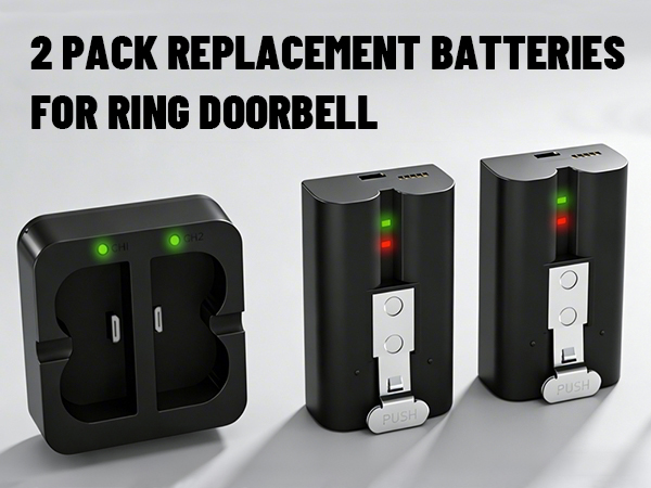 2 Pack Replacement Batteries For Ring Doorbell