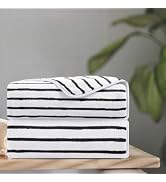 2 Piece Black White Cabana Stripe Hand Towels for Bathroom 16"x31" Ultra Soft Breathable Hand Fac...