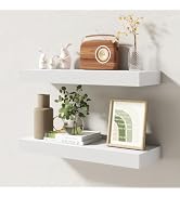 FLYJOE 20 Inch Floating Shelves | 6.5 Inch Deep White Floating Shelves Set of 2 | 20" W x 6.5" D ...