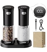 TOMEEM Electric Salt and Pepper Grinder Set – Rechargeable with LED Power Indicator, 5-Level Adju...