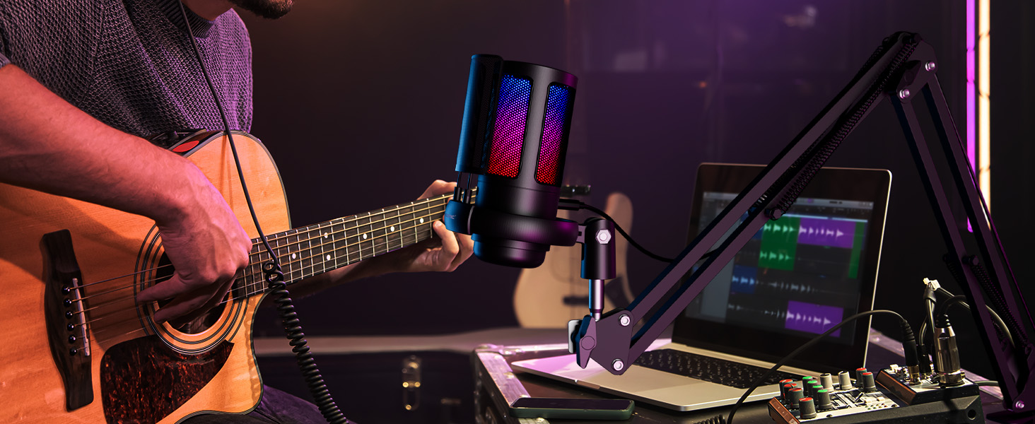RGB Microphone for Gaming with Boom Arm