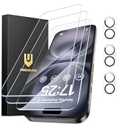 UNBREAKcable iPhone 16 Screen Protector 3-Pack, 3 Tempered Glass + 3 Camera Lens Protectors, 9H H...