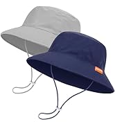 2-Pack Baby Sun Hat Kids Summer UPF 50+ Toddler Bucket Hat Wide Brim Adjustable Beach Hats for Bo...