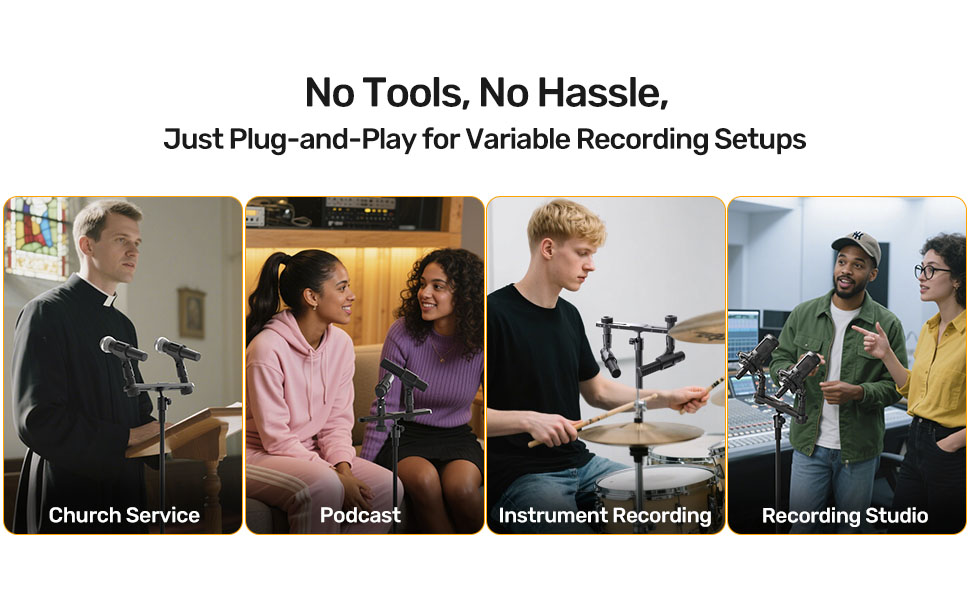 Stereo Array Spacing Microphone Holder with Ball and Socket