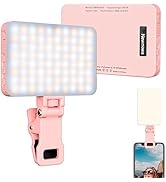 Newmowa Pink Rechargeable Selfie Light, Portable Clip on Video Light for Phone/Laptop/Camera with...