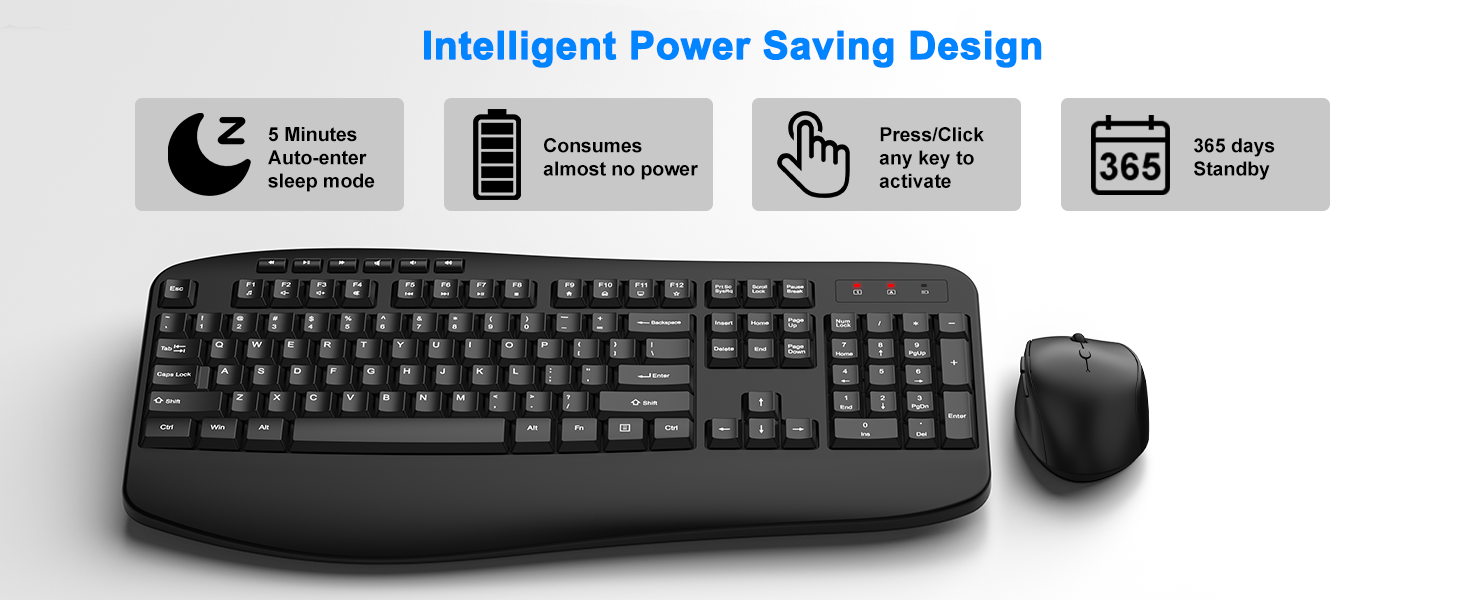 auto-sleep wireless keyboard and mouse