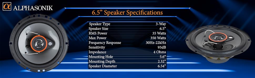 alphasonik as2629p speakers 6.5 6x9 door speakers loud clear music bass mids highs lows power