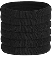 60 Pcs 2 Inch Black No Damage Hair Ties for Women Thick Hair, Large Soft Seamless Nylon Fabric El...