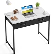 WOHOMO Small Computer Desk with Drawers, 31.5 Inch White Vanity Desk with Storage, Home Office Co...