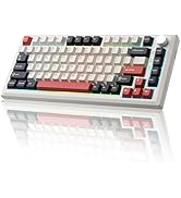 MIKIBY Y75 Wireless Mechanical Keyboard,75% Hot Swappable Custom Keyboard with Knob,RGB Backlit, ...