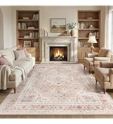8x10 Area Rugs for Living Room: Washable Rugs Vintage Floral Carpet for Bedroom Office Dining Roo...