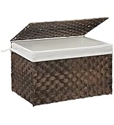 MOORLITER Wicker Storage Basket with Lid, 27.7 Gallon (105L) Large Blanket Basket with Lid, Woven...
