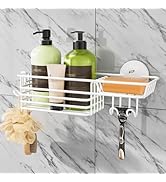 TAILI Shower Caddy Suction Cup with Hooks &amp; Soap Holder, Heavy Duty Bathroom Shower Organizer, No...