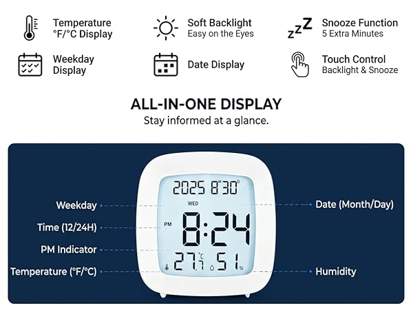 LCD bedroom alarm clock
