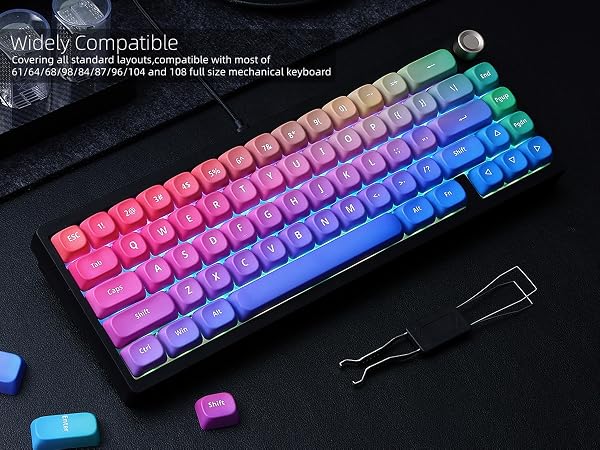 PBT Keycaps, Gradient Custom Cute Keycaps for Mechanical Keyboard MOA Profile Keycap