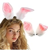 Aceorna Bunny Ears Hair Clips Furry Rabbit Ears Hair Pins Cute Bunny Hair Accessories for Women 2...