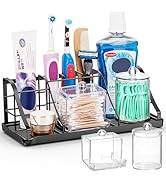 Toothbrush Holders Set with 2 Pack Qtip Holder Dispenser, Kids Electric Toothbrush and Toothpaste...