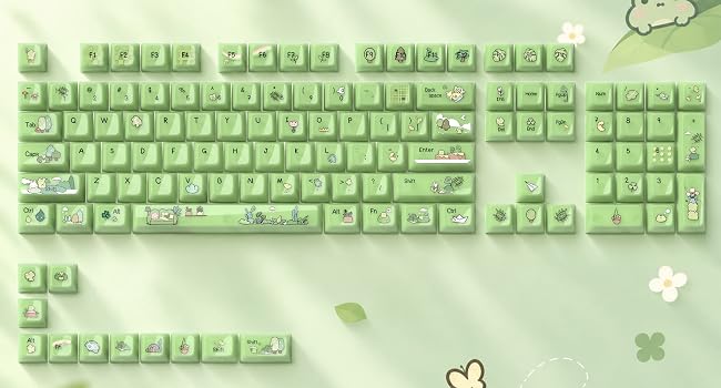 Jelly Green Frog Keycaps, Custom Clear Shine Through Keycaps, Cute Keycaps