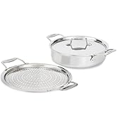 All-Clad D5 5-Ply Brushed Stainless Steel Sauteuse with lid and Strain &amp; Splatter Guard, 4-Quart,...