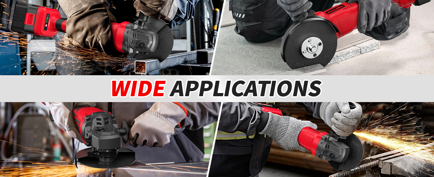 Cordless Angle Grinder Tool, 4-1/2 inch Battery Grinder for Cutting, Grinding, Polishing