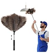 Soarer Extendable Ostrich Feather Duster - 40 inches Fluffy Long Handle Reusable Feather Duster f...