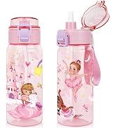 wooshwa Tritan Kids Water Bottle for School, 2-Pack 18.6 oz Leakproof 2-in-1 Toddler Water Bottle...