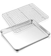 TeamFar Baking Sheet with Rack, 17.6 x 13 x 1 Inch Stainless Steel Baking Tray Pan Cookie Sheet w...