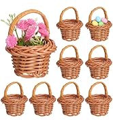 DOITOOL 10 Pack Mini Woven Baskets with Handles, Miniature Easter Rattan Flower Basket for Dollho...