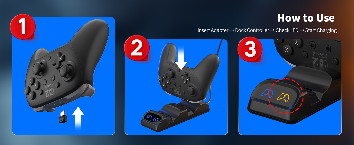 controller switch charging dock