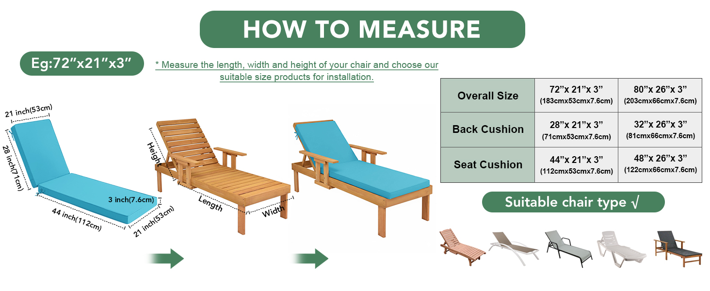 outdoor chaise lounge cushions 72x21