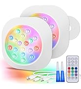 LyLmLe Submersible LED RGBW Lights, 5.5" Waterproof Magnetic LED Pool Lights with Remote, Recharg...
