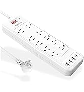 Power Strip, Surge Protector with 10 Outlets and 3 USB Ports (5V/2.4A) &amp; 1 USB-C Port (5V/3A), 18...