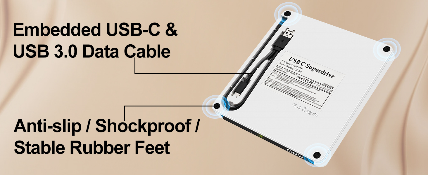 This high-quality DVD drive is shockproof, antyi-slip and low-noise, and has strong fault tolerance.