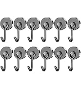FINDMAG 12 Pack Black Magnetic Hooks 40LBS Neodymium Magnet Hooks, Strong Magnetic Hooks for Hang...