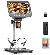 7'' Digital Microscope 1500X, HDMI LCD Microscope 8.5‘’ Longer Stand, Coin Microscope for Adults ...