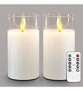 5plots Flameless Battery Operated Candles Set of 2, White LED Candles with Remote Timer, Real Wax...