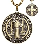 Anwlki St Benedict Necklace Saint Benedict Medal Bless Safety Religion Pendant Gift for Men, Wome...