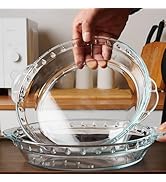 Baalaka Pasta Bowls 9 Inch, Glass Salad Bowl with double Handle, Serving Bowls Set of 2, Bowls fo...