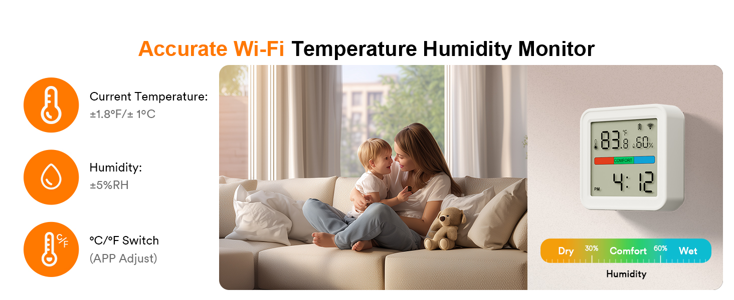 Smart WiFi Hygrometer Thermometer Sensors