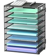 9-Tier Paper Organizer Letter Tray with Handle, Mesh File Organizer Paper Sorter Holder, Desk Org...