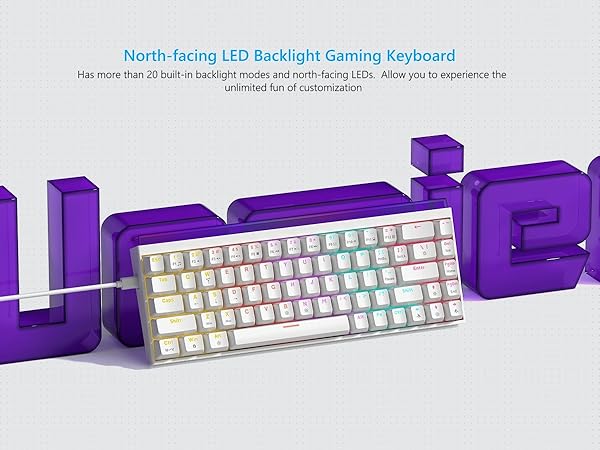 60% Gaming Keyboard with Light Box, Wired RGB Backlit Mechanical Keyboard with MCA Keycaps