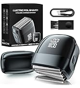 MALEGEBAZ 5-Blade Electric Foil Shaver for Men, IPX8 Waterproof Wet/Dry Razor with LED Display &amp; ...